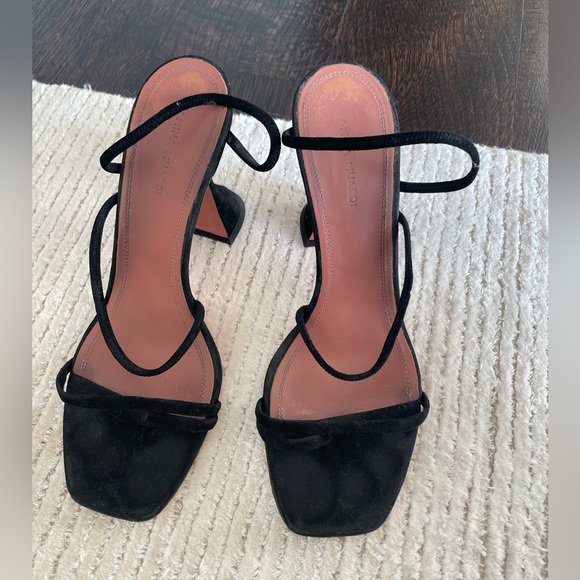 Amina Muaddi Naima Suede Sandals in Black - Picture 6 of 6
